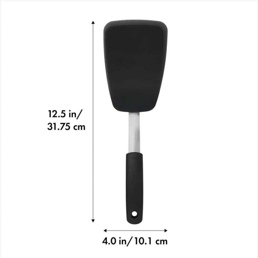 OXO Good Grips Small Silicone Spatula Turner - Heat-Resistant Flexible Kitchen Tool for Nonstick Cookware - Black