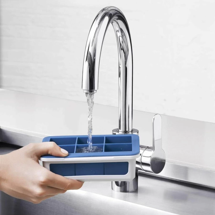 OXO Good Grips Large Dark Blue Silicone Ice Cube Tray with Stackable Lid - BPA-Free, Non-Slip Base