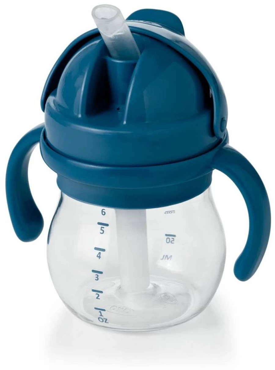 OXO Tot Baby Straw Cup - 6oz Spill-Proof Sippy Cup with Removable Handles, BPA-Free, Teal Color, Transition Cup for Toddlers