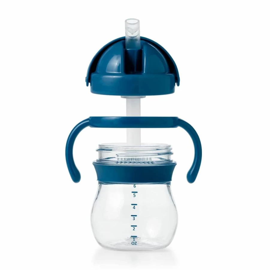 OXO Tot Baby Straw Cup - 6oz Spill-Proof Sippy Cup with Removable Handles, BPA-Free, Teal Color, Transition Cup for Toddlers