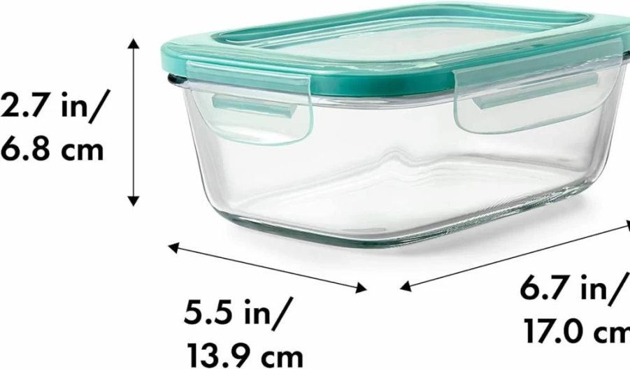 OXO 8-Cup Glass Food Storage Container with Smart Seal Lid – Airtight Rectangle Kitchen Container by OXO Good Grips