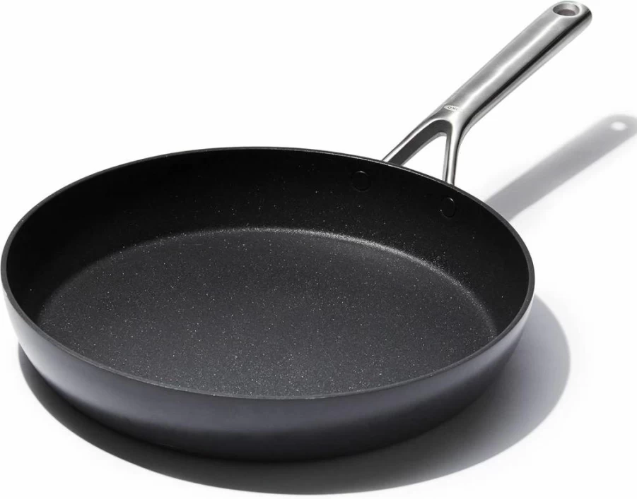 OXO Professional 10-Inch Nonstick Frying Pan - Hard Anodized Diamond-Reinforced Ceramic Coating, PFAS-Free, Induction Compatible, Stainless Steel Handle, Oven & Dishwasher Safe, Black Skillet