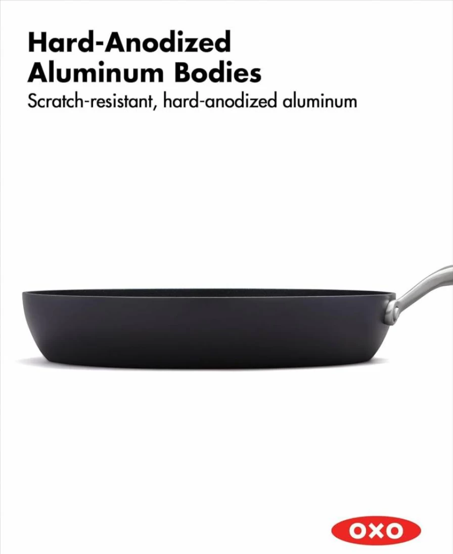 OXO Professional 10-Inch Nonstick Frying Pan - Hard Anodized Diamond-Reinforced Ceramic Coating, PFAS-Free, Induction Compatible, Stainless Steel Handle, Oven & Dishwasher Safe, Black Skillet