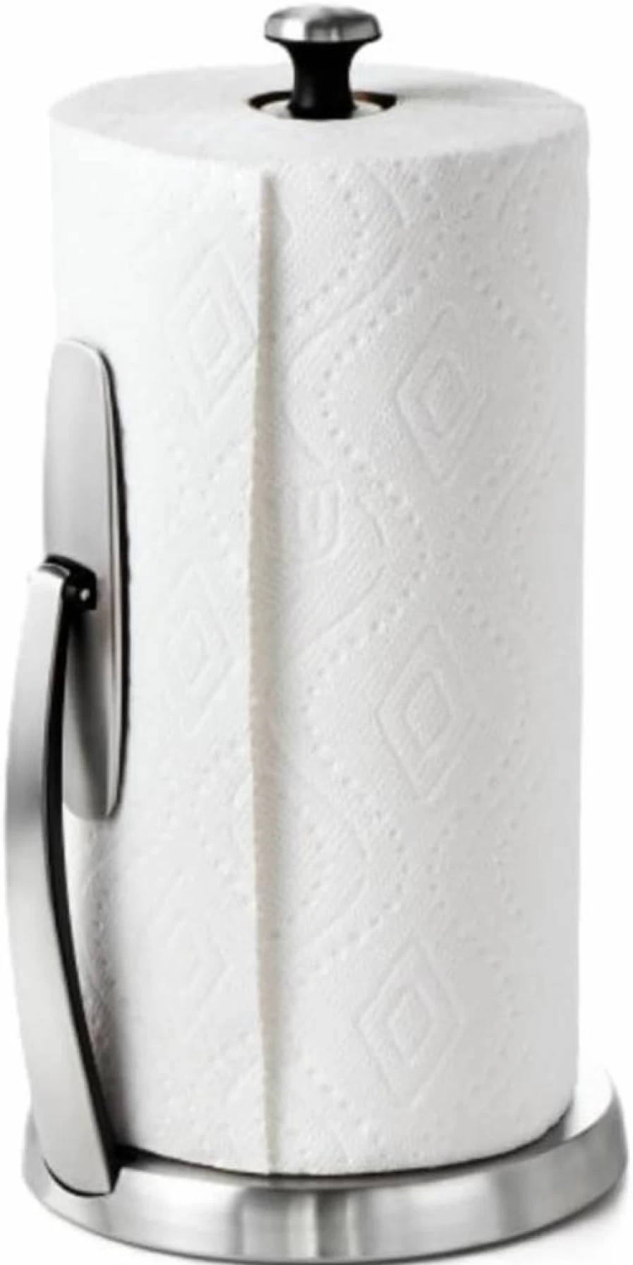 OXO Stainless Steel Paper Towel Holder - Silver & Black, Good Grips SimplyTear for Easy Dispensing
