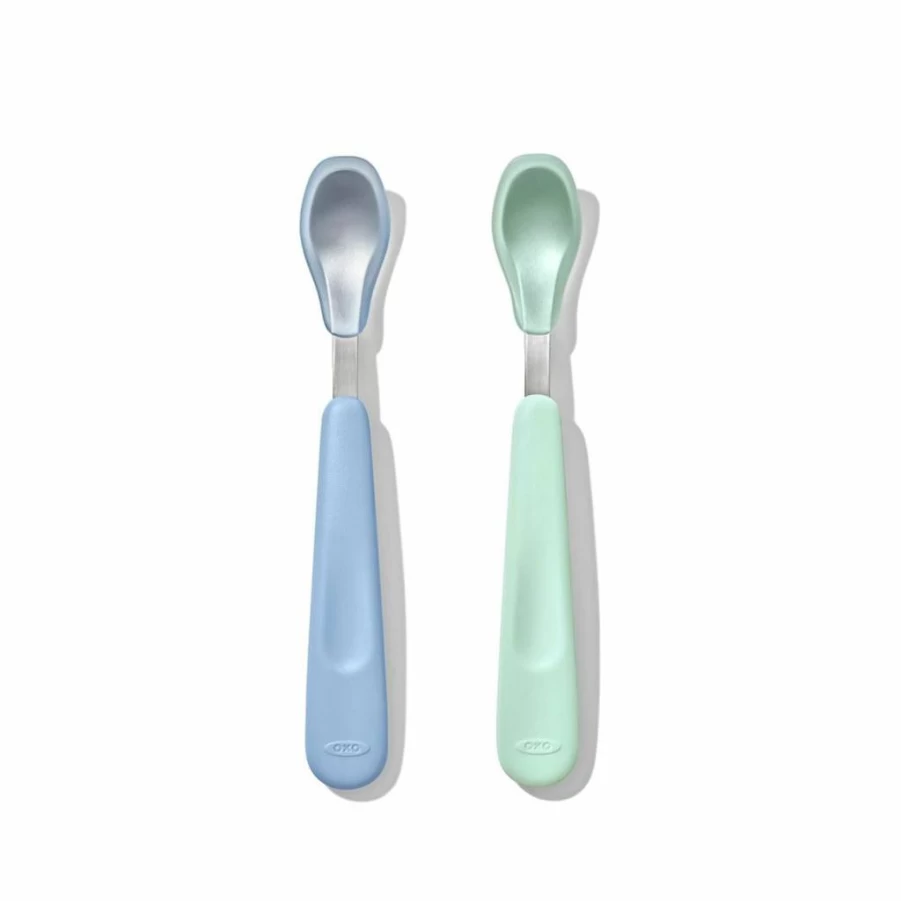 OXO Tot Baby Feeding Spoon Set - Soft Silicone Spoons for Infants, BPA-Free, Opal & Dusk Colors