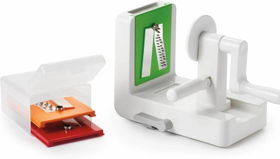 OXO Spiralizer 3-Blade Vegetable Slicer with Suction Base - Compact Tabletop Design for Easy Veggie Noodles & Healthy Cooking