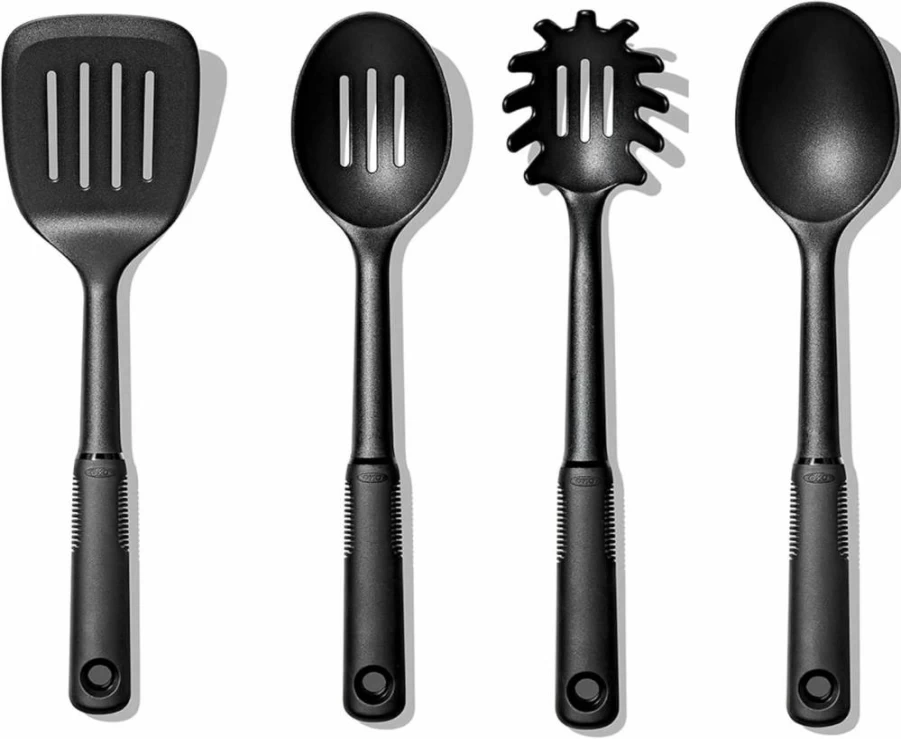 OXO Good Grips 4-Piece Premium Nylon Kitchen Utensil Set - 2.3-Inch Black Cooking Tools for Non-Stick Cookware