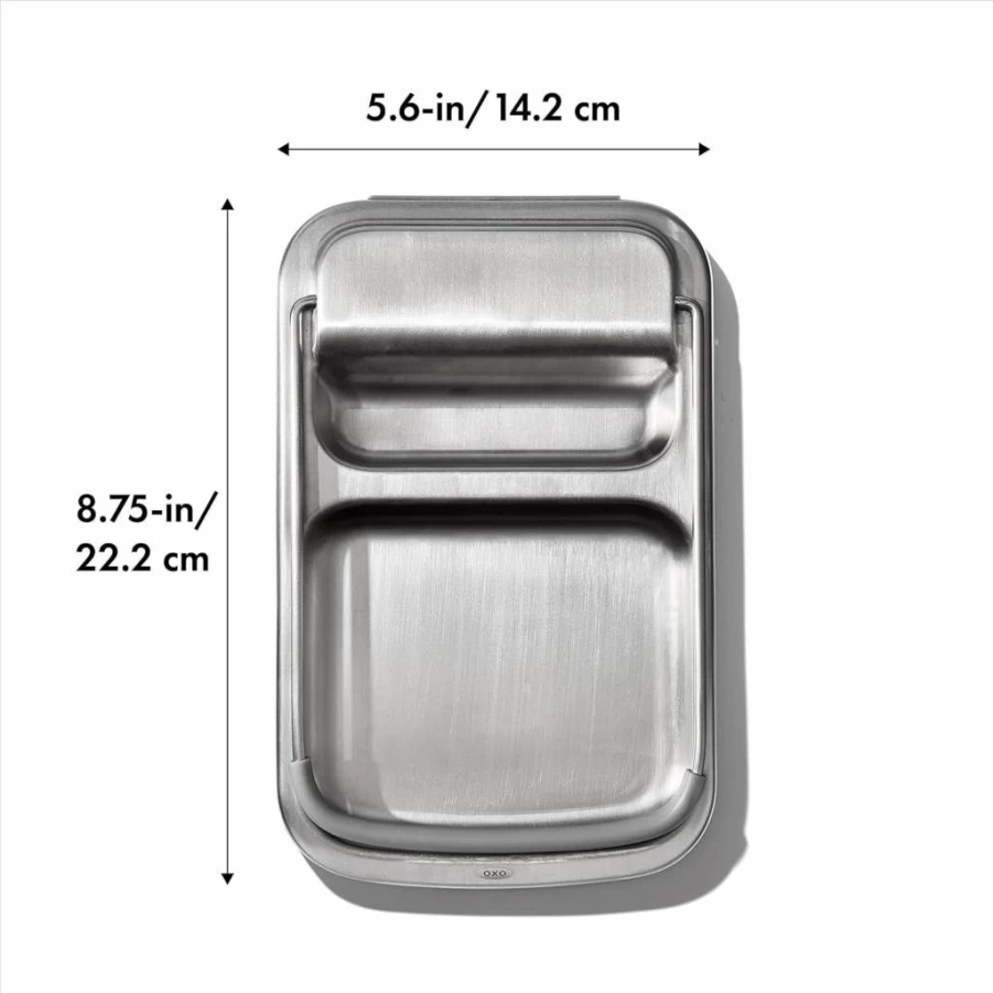 OXO Stainless Steel Spoon Rest with Lid Holder, 3x4 Inches, Compact & Durable Kitchen Tool