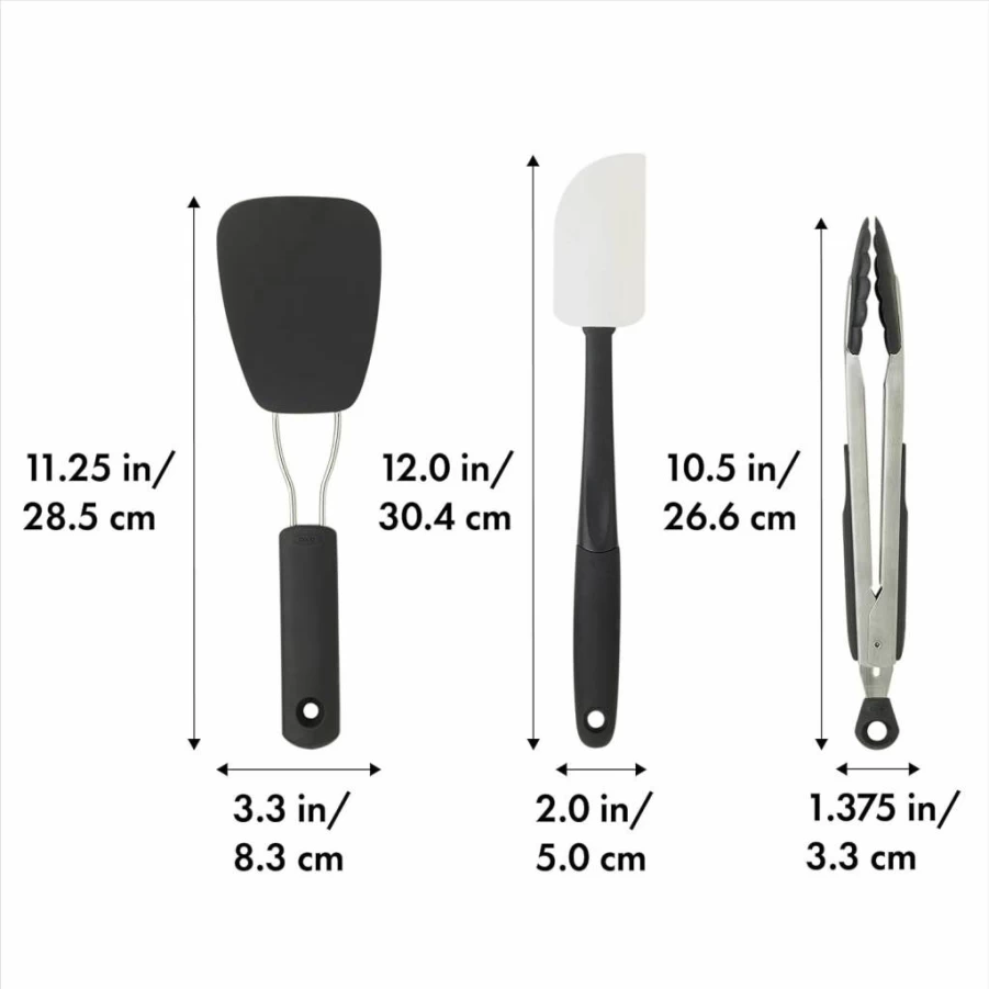 OXO Good Grips 3-Piece Non-Scratch Utensil Set for Non-Stick Cookware - Black