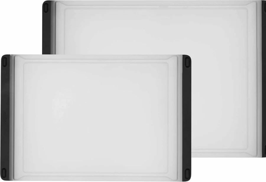 OXO Good Grips 2-Piece Clear Plastic Cutting Board Set - BPA-Free, Dishwasher Safe, Non-Slip Kitchen Cutting Boards