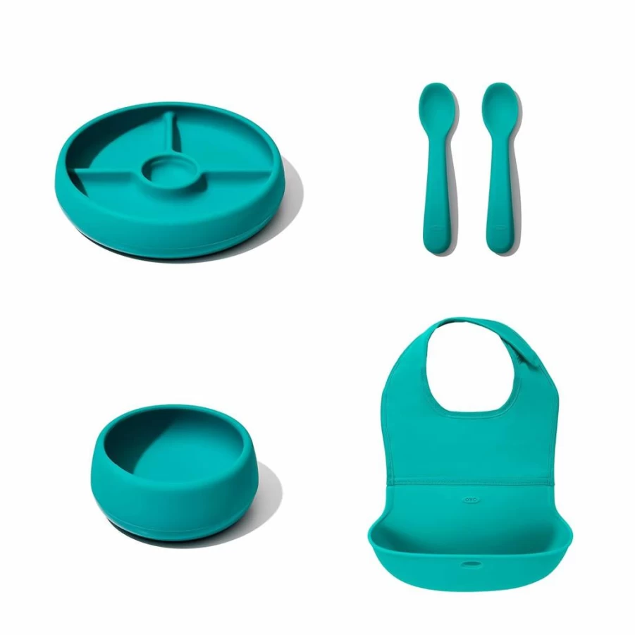 OXO Tot Baby Feeding Gift Set - BPA-Free Silicone Spoon & Bowl, PVC-Free, Newborn Essentials