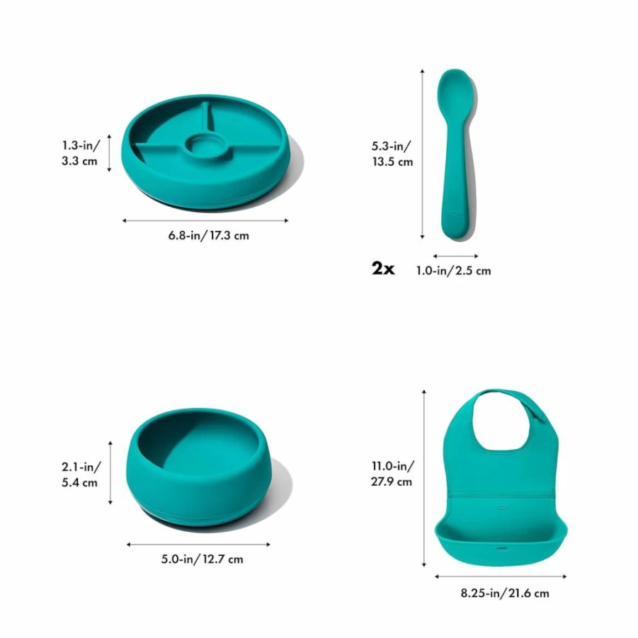 OXO Tot Baby Feeding Gift Set - BPA-Free Silicone Spoon & Bowl, PVC-Free, Newborn Essentials