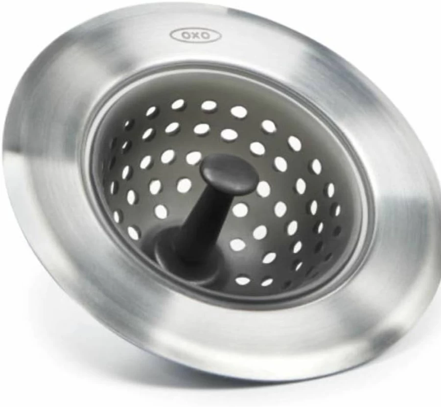 OXO Good Grips Black Silicone Sink Strainer - Durable Kitchen Drain Stopper