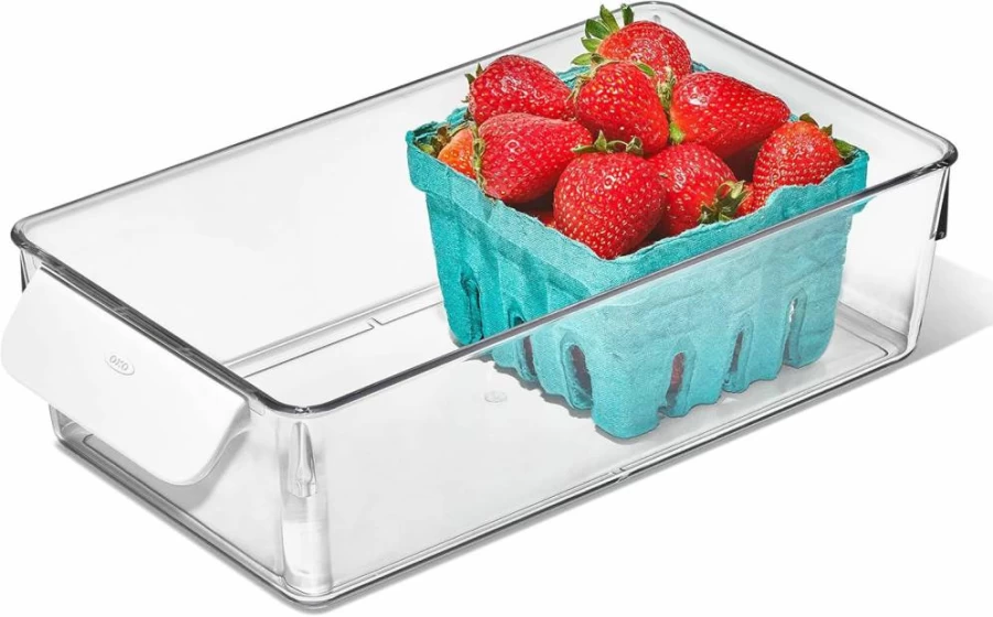 OXO Good Grips 8" x 10" Refrigerator Storage Bin for Deli Meats, Cheese, Fruits & Vegetables - Fridge Organizer Container