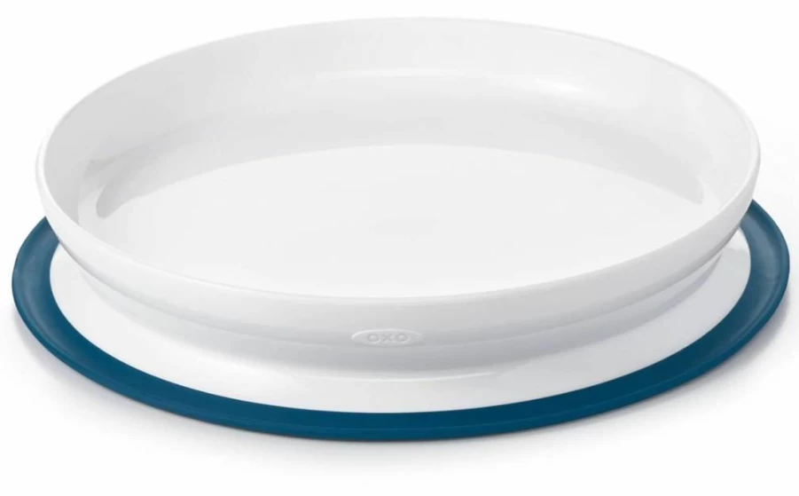 OXO Tot Stick & Stay Suction Plate - Secure Non-Slip Teal Baby Feeding Dish for Toddlers