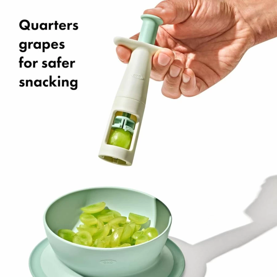 OXO Tot Grape Cutter - Safe & Easy Grape Slicer for Kids, Opal Color