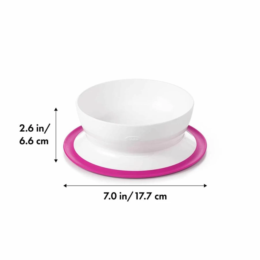 OXO Tot Stick & Stay Suction Bowl - Non-Slip Baby Feeding Dish, BPA-Free, Pink