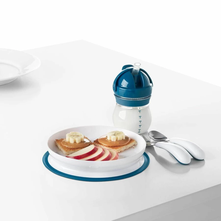 OXO Tot Stick & Stay Suction Plate - Opal, Non-Slip Baby Feeding Dish, Secure for Highchair, BPA-Free, Easy Clean Toddler Plate