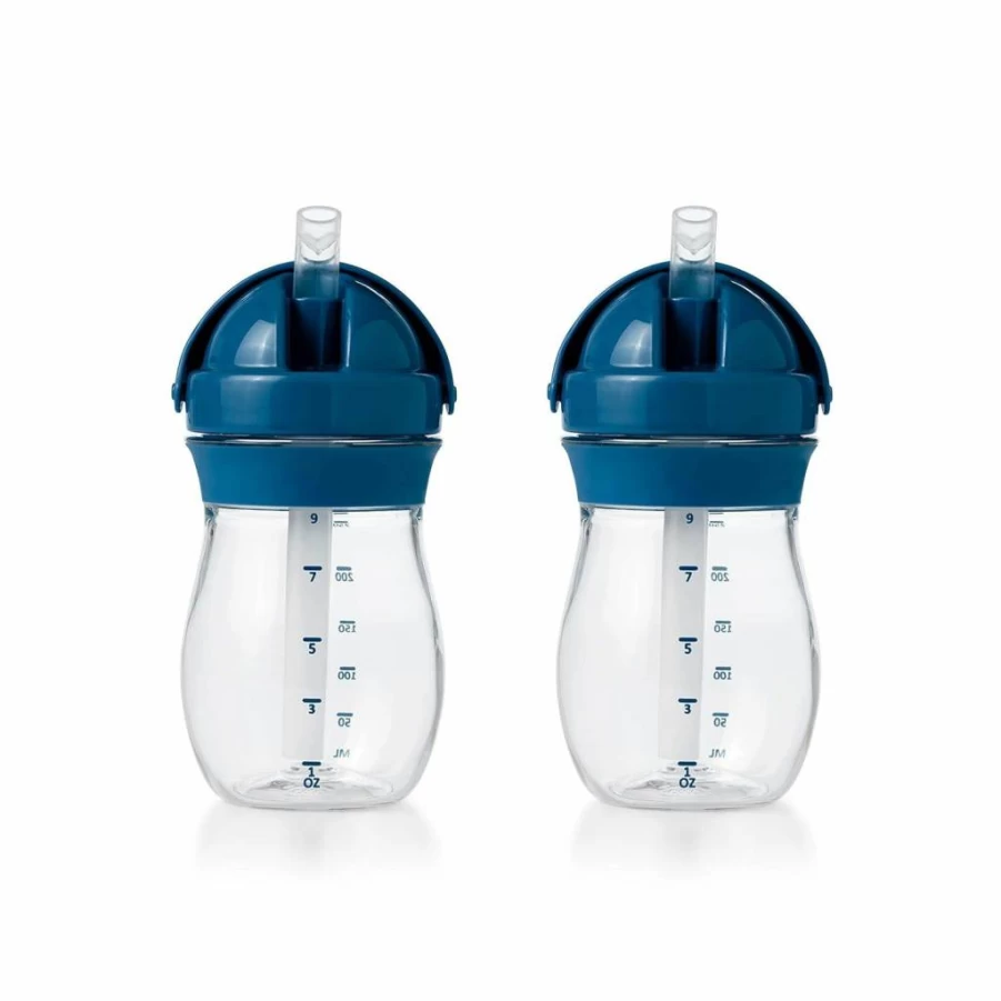 OXO Tot 2-Pack 9oz Straw Transition Cup for Toddlers - Opal & Dusk Colors