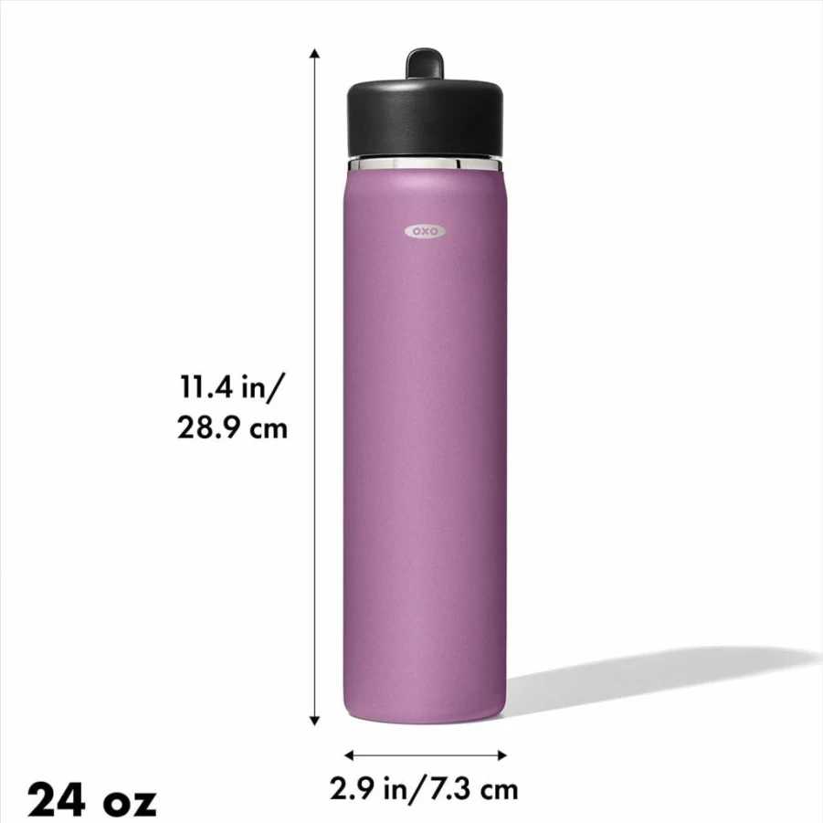 OXO Strive 20oz Wide Mouth Water Bottle with Straw Lid - Quartz, BPA-Free, Leak-Proof, Insulated Stainless Steel