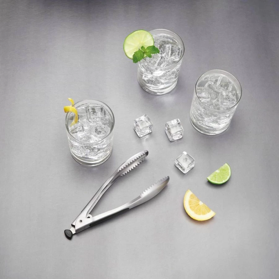 OXO Stainless Steel Ice Bucket with Tongs Set - Brushed Metal for Chilling Drinks