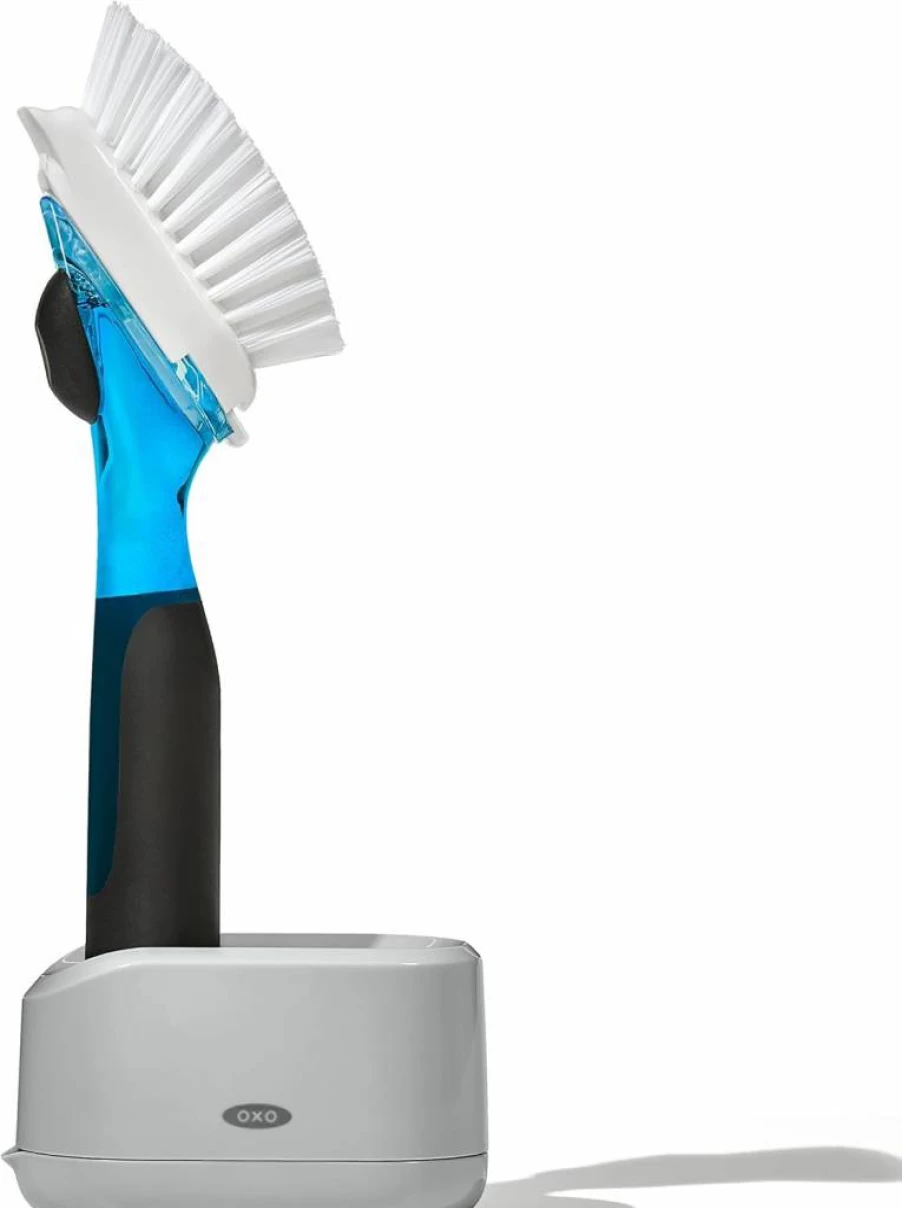 OXO Good Grips Soap Dispensing Dish Brush with Storage Holder – Kitchen Cleaning Brush Set