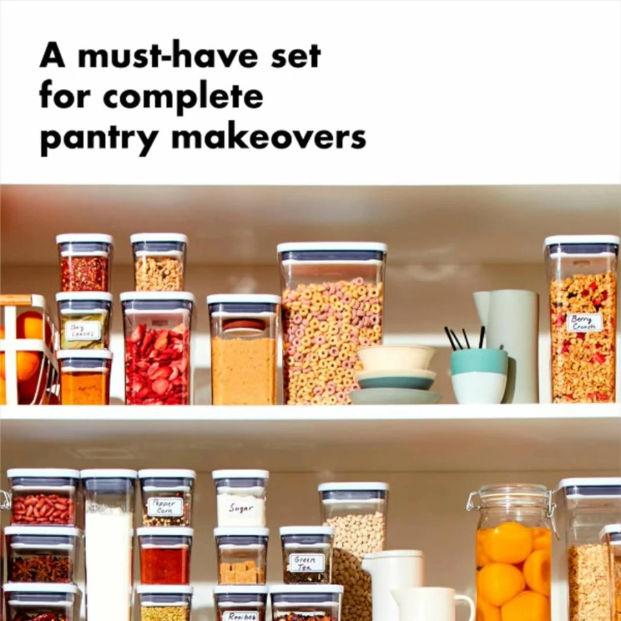 OXO 10-Piece Pop Container Set for Kitchen Storage - Airtight, Stackable Food Canisters by OXO Good Grips, White BPA-Free Containers