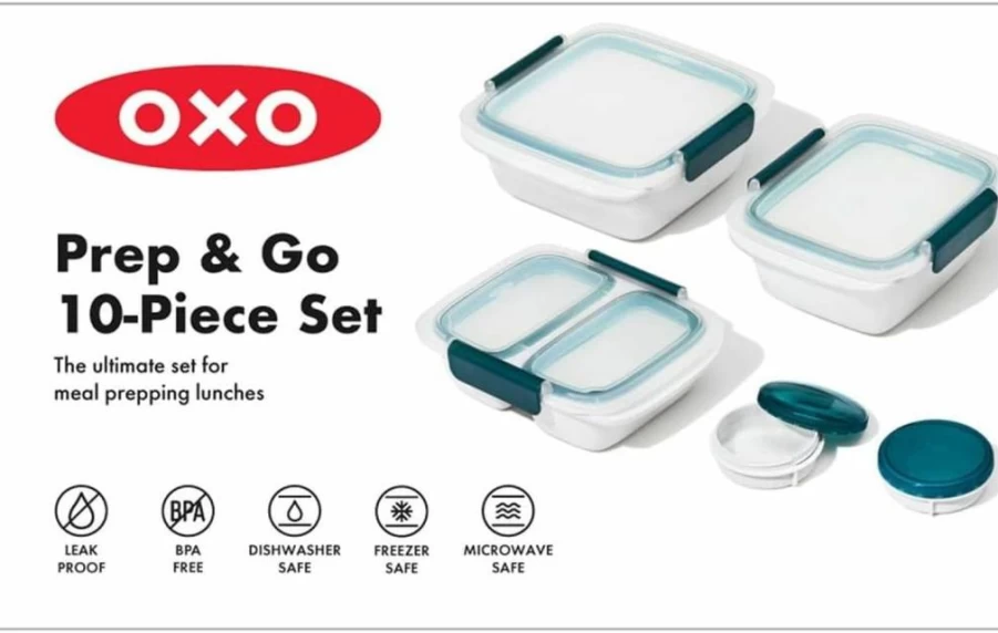 OXO Good Grips 20-Piece Leakproof Food Storage Container Set | BPA-Free Microwave, Dishwasher & Freezer Safe | Meal Prep, Leftovers & Lunch Containers | Odor & Stain Resistant