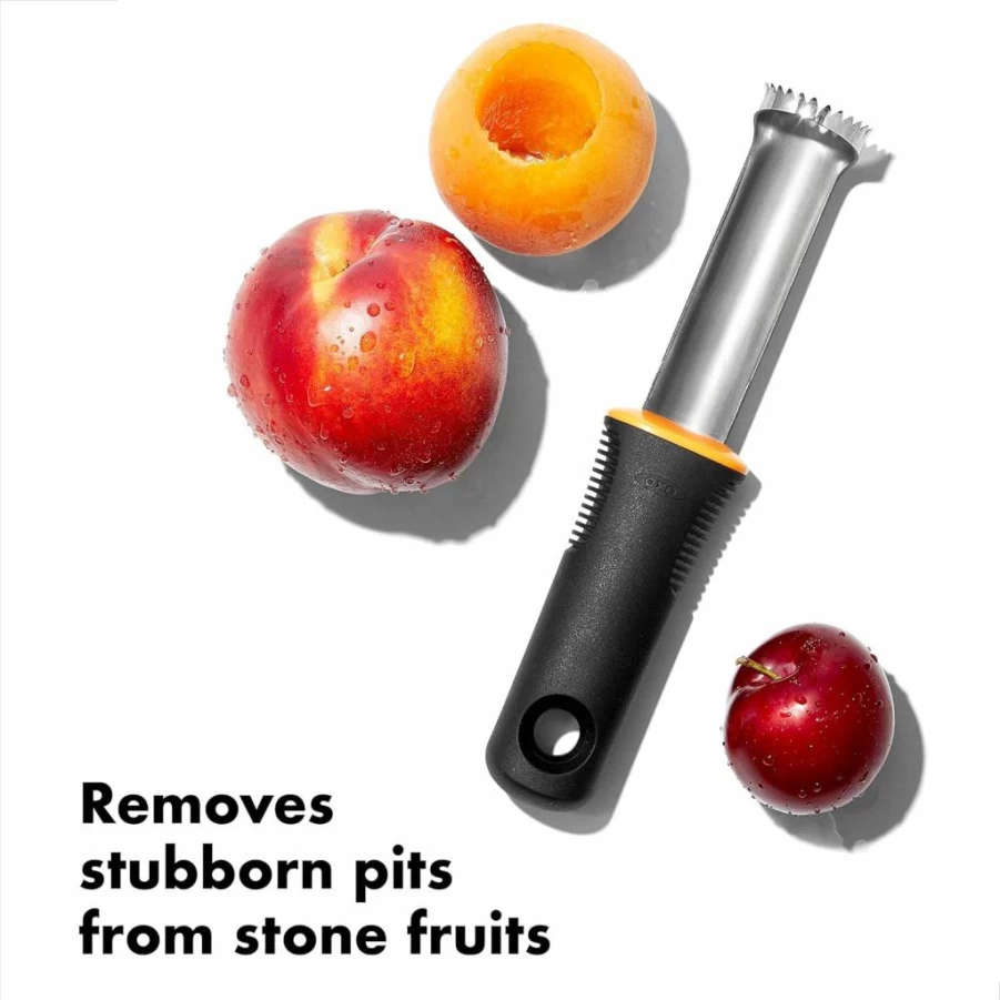 OXO Peach Pitter - Stainless Steel Fruit Pit Remover Tool for Peaches, Plums, Apricots by OXO Good Grips