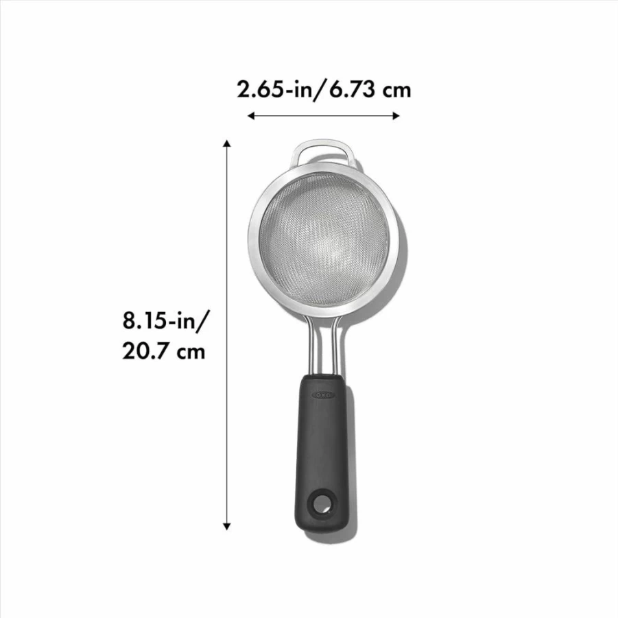 OXO Good Grips 6-Inch Double Rod Kitchen Strainer, Black - Durable Colander for Efficient Draining