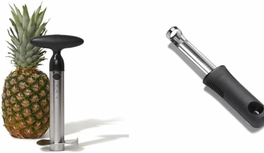 OXO Stainless Steel Pineapple Corer & Slicer - Easy Pineapple Peeler and Cutter Tool - Silver and Black Kitchen Gadget by OXO Good Grips