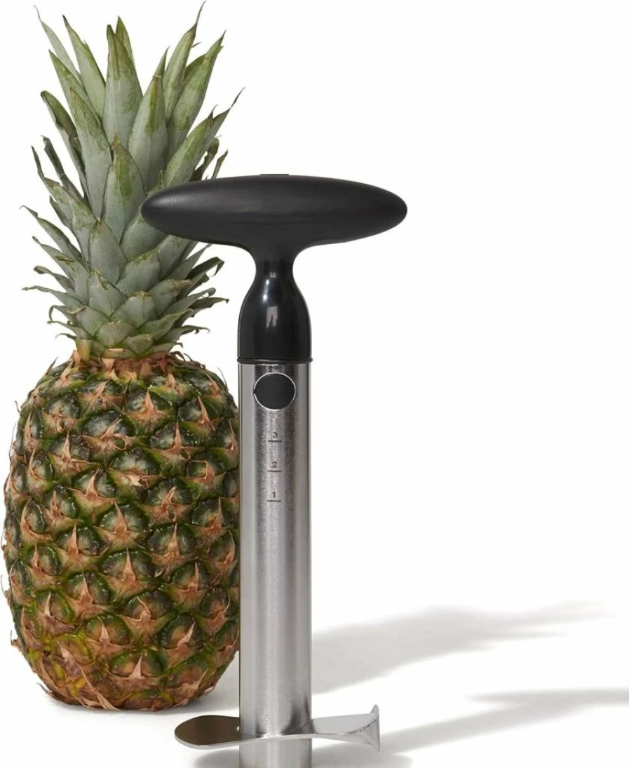 OXO Stainless Steel Pineapple Corer & Slicer - Easy Pineapple Peeler and Cutter Tool - Silver and Black Kitchen Gadget by OXO Good Grips