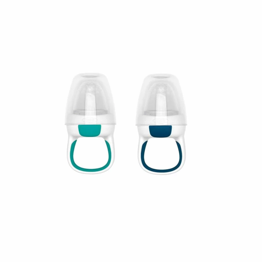 OXO Tot Baby Self-Feeder Silicone Teether 2-Pack, Opal & Dusk Colors, BPA-Free Infant Feeding Set