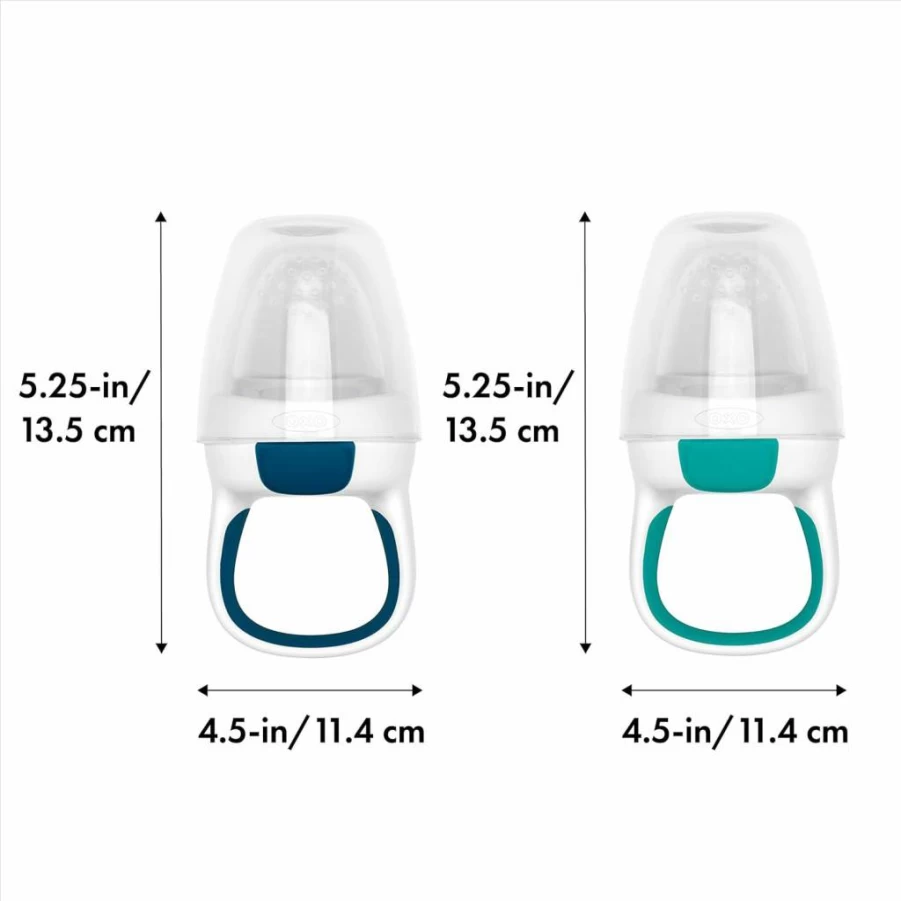 OXO Tot Baby Self-Feeder Silicone Teether 2-Pack, Opal & Dusk Colors, BPA-Free Infant Feeding Set