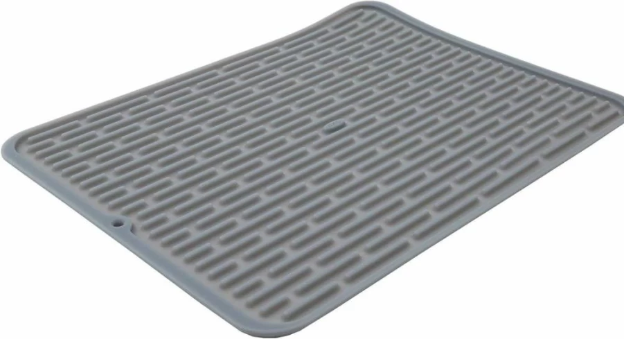 OXO Good Grips Large Silicone Drying Mat - Gray, Non-Slip Kitchen Counter Mat for Dish Drying, Heat Resistant & Flexible
