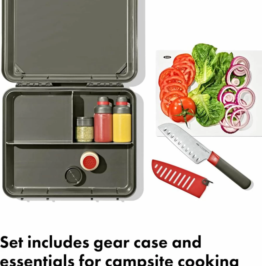 OXO Outdoor Camp Kitchen Prep Set - Portable Camping Cooking Gear with Essential Tools for Outdoor Adventures