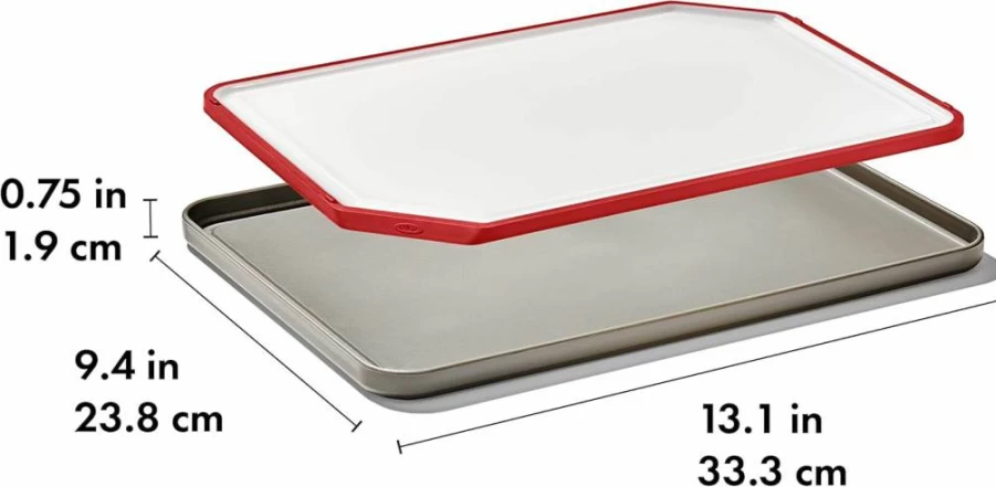OXO White Outdoor Kitchen Cutting Board with Tray - Durable & Portable for Camping and BBQ