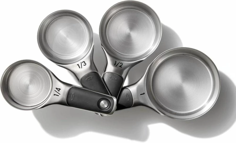 OXO Good Grips 4-Piece Stainless Steel Measuring Cups Set with Magnetic Snaps for Easy Storage