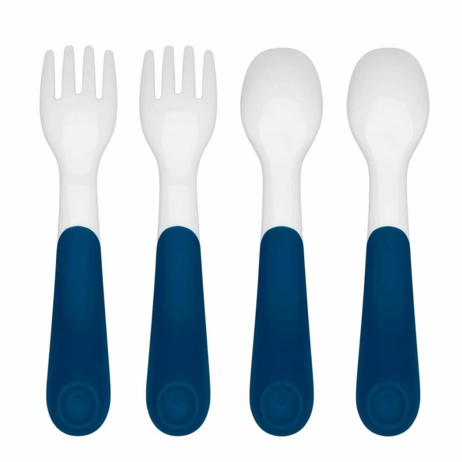 OXO Tot Baby Fork and Spoon Set - BPA-Free Plastic Feeding Utensils for Toddlers in Opal & Dusk Colors