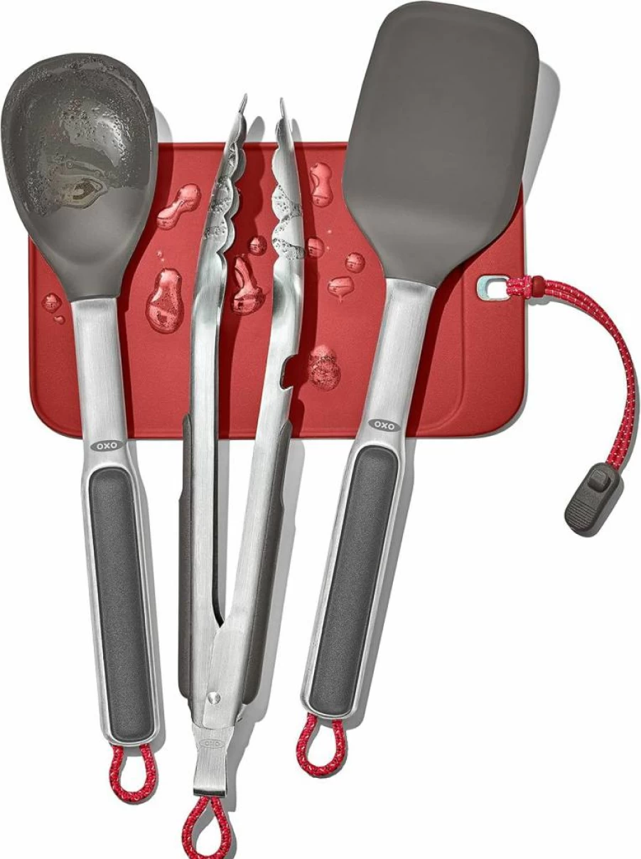 OXO 4-Piece Camping Utensil Set for Outdoor Cooking and Hiking - Durable Travel Cutlery Kit