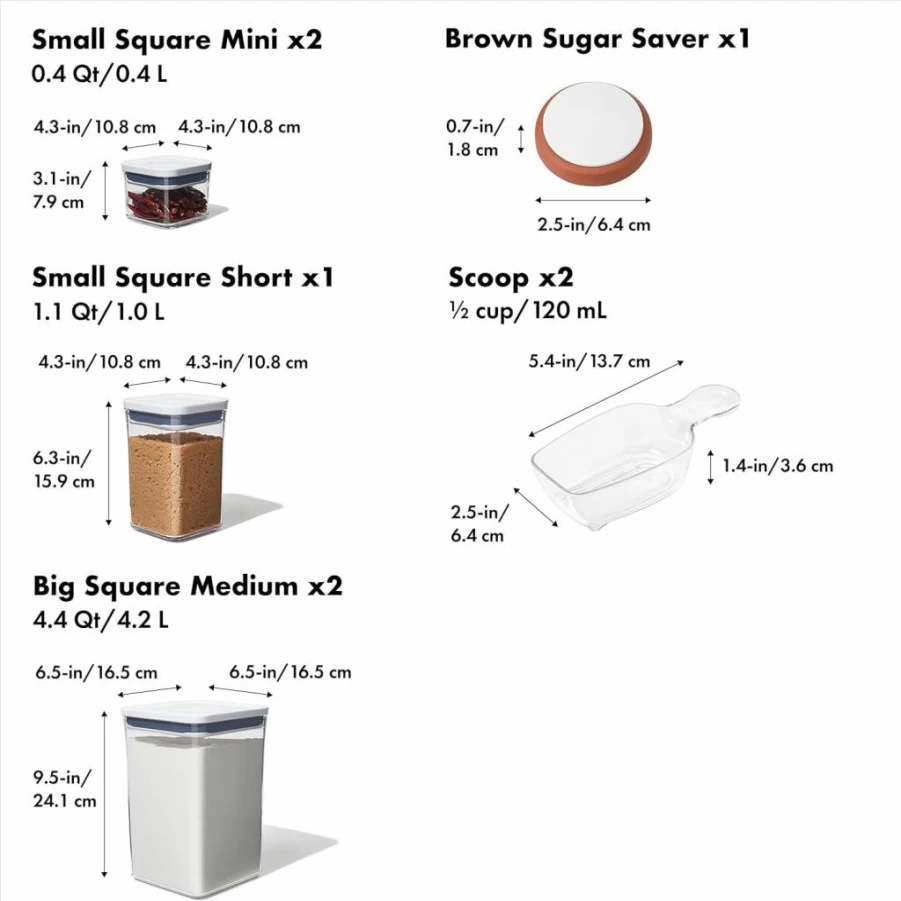 OXO Good Grips 8-Piece Airtight Food Storage Container Set for Baking, Pantry & Kitchen Organization, BPA-Free Plastic, White