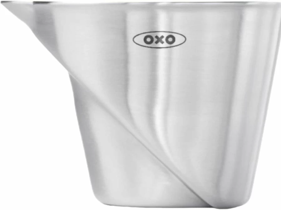 OXO Steel Angled Measuring Jigger - Precision Cocktail & Bartending Tool with Easy-Read Markings
