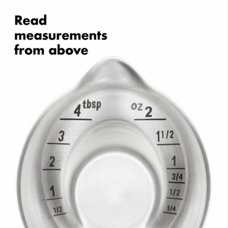OXO Steel Angled Measuring Jigger - Precision Cocktail & Bartending Tool with Easy-Read Markings