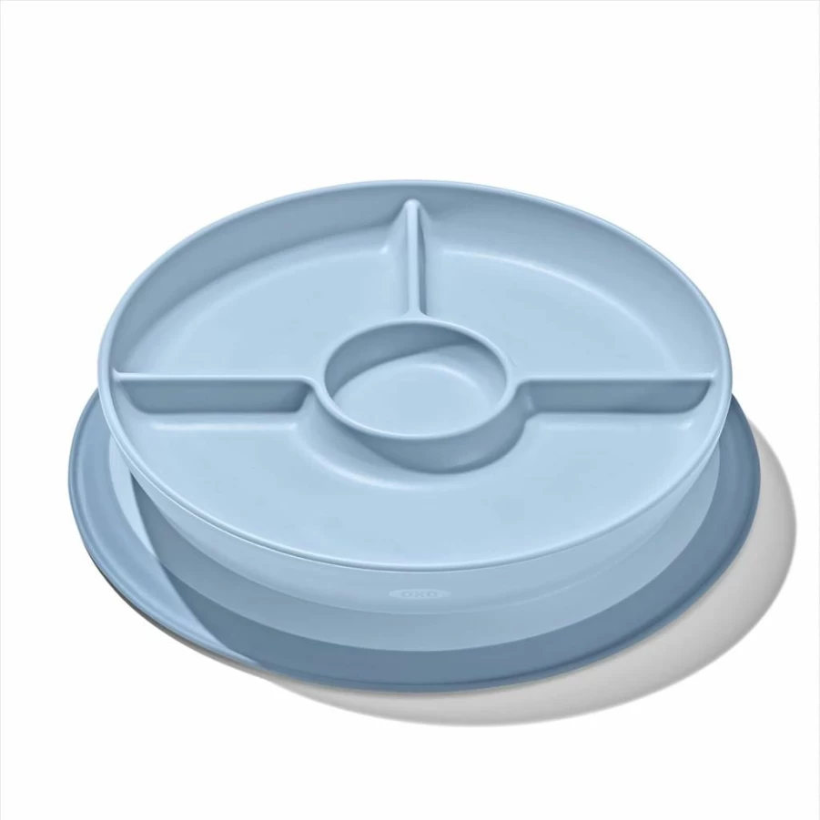 OXO Tot Stick & Stay Suction Divided Plate - BPA-Free, Non-Slip Baby Dish for Toddlers, Pink