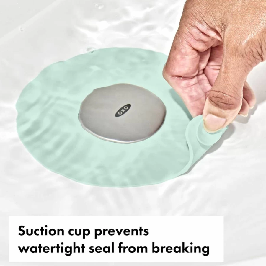 OXO Tot Baby Bathtub Drain Stopper - Teal, Safe & Non-Slip Bath Plug for Toddlers