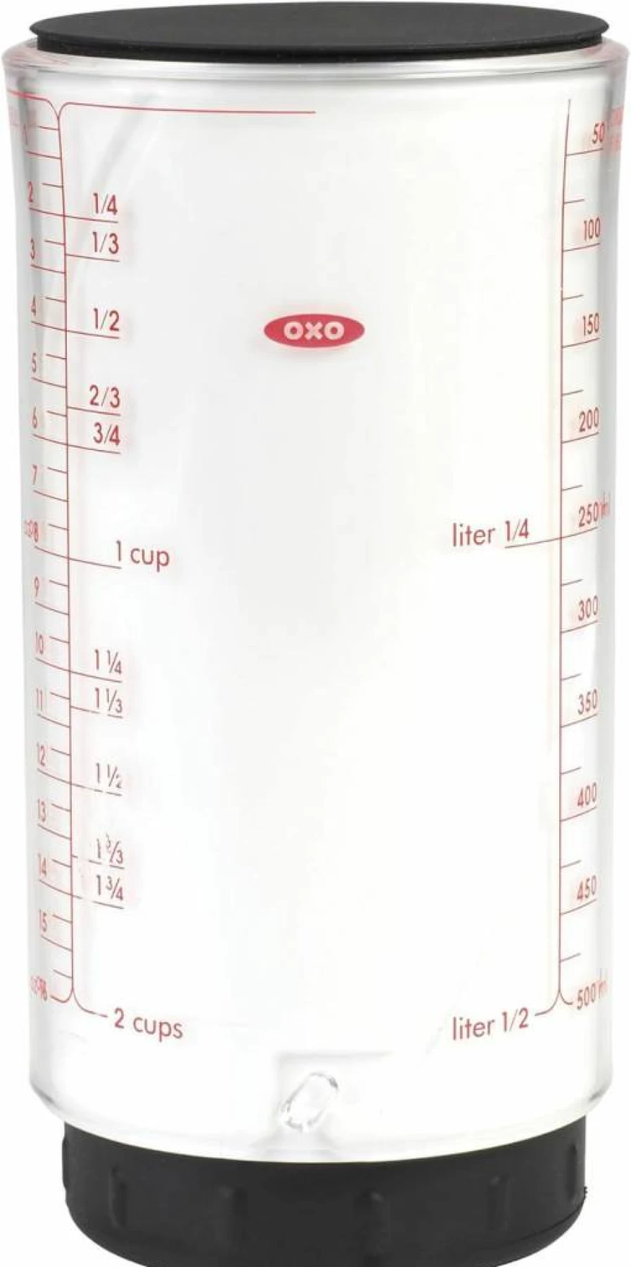 OXO Adjustable 2-Cup Measuring Cup with Comfortable Non-Slip Grip - Clear & Black Kitchen Measuring Tool