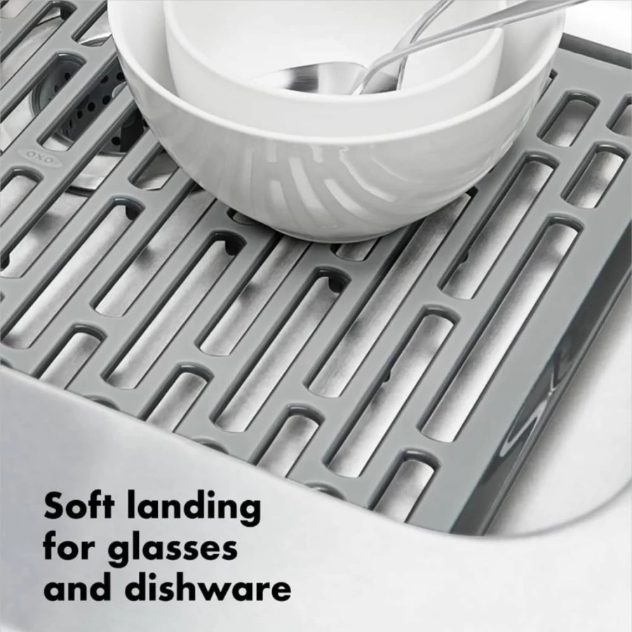 OXO Good Grips Non-Slip Sink Mat for Kitchen - Gray, Small Size, Durable & Easy to Clean