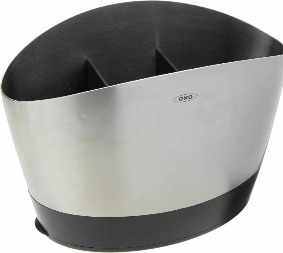 OXO Good Grips Stainless Steel Utensil Holder - 8.4 Inch Kitchen Countertop Organizer, Silver (6.25" Height x 4.75" Width)