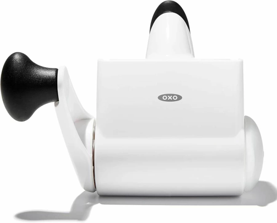 OXO Good Grips Rotary Cheese Grater with Comfortable Non-Slip Handle, Easy to Clean, White Kitchen Gadget for Parmesan, Vegetables, and Chocolate