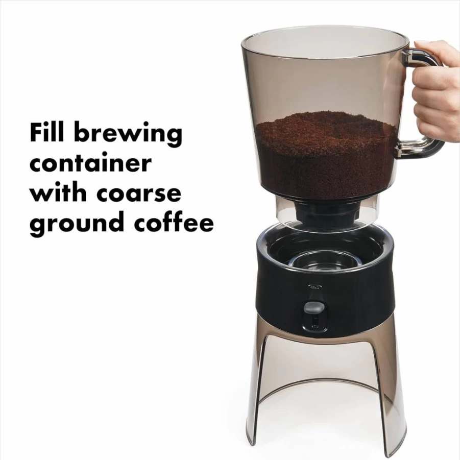 OXO Cold Brew Coffee Maker 32 oz - Black Iced Coffee Maker with Good Grips Handle - BPA-Free Glass Carafe & Rainmaker for Smooth, Low-Acid Cold Brew at Home